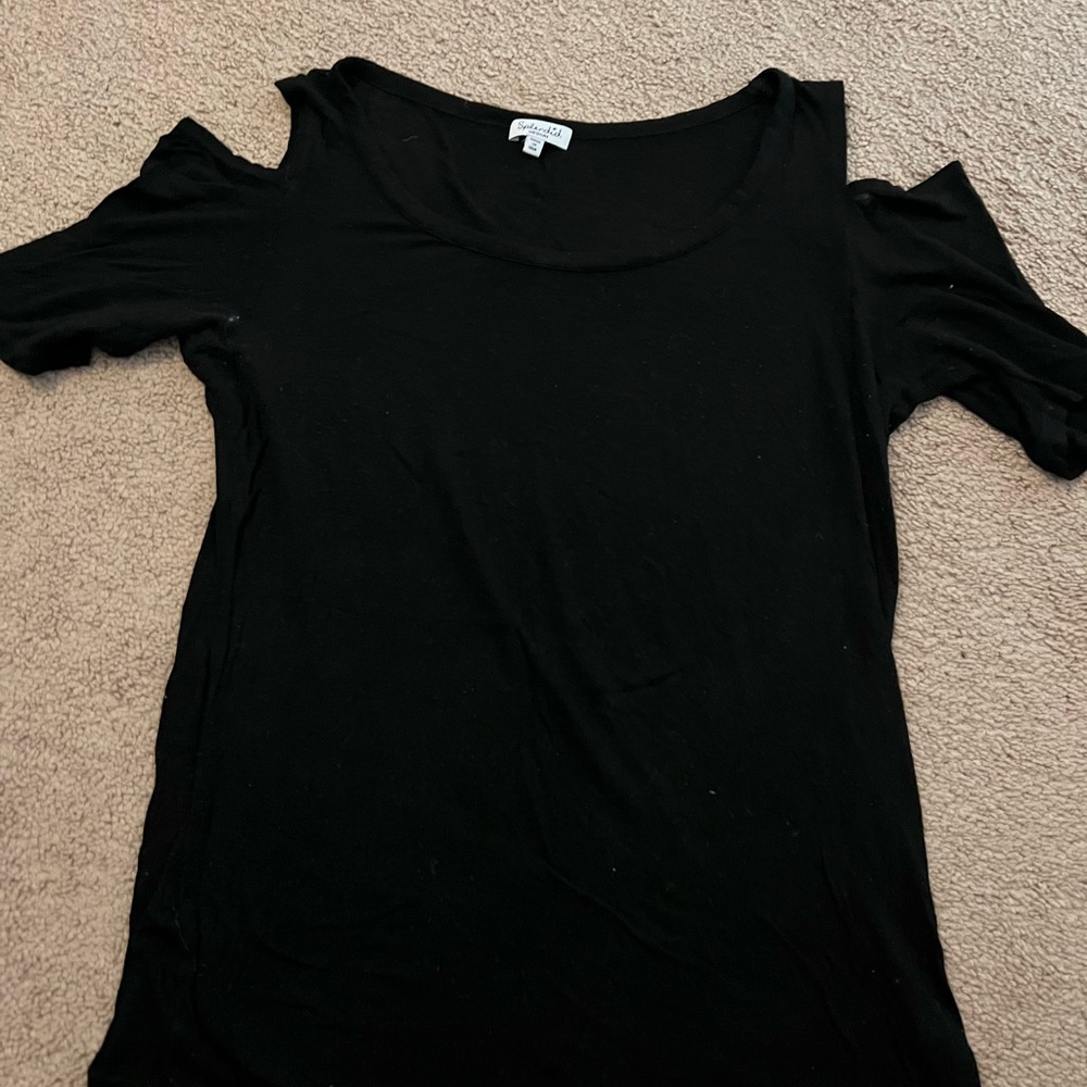 Splendid Black Cold Shoulder Tee